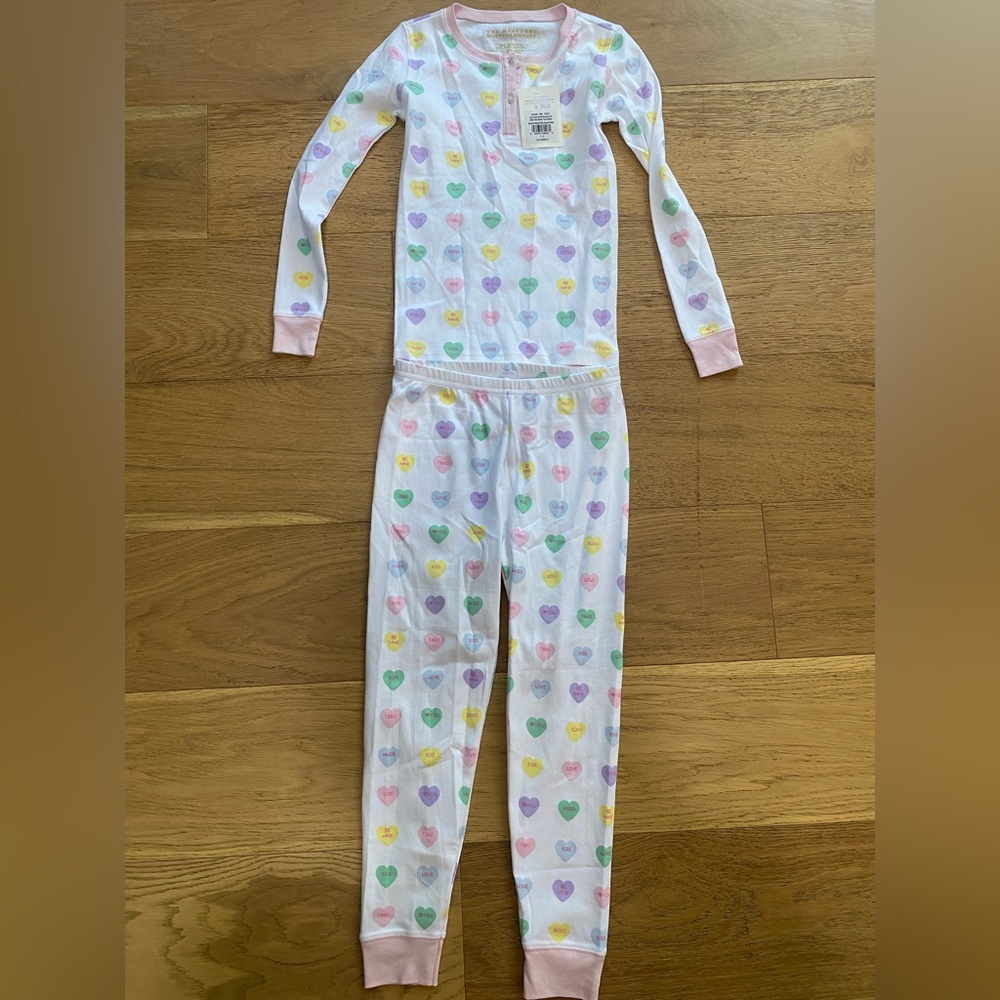 The Beaufort Bonnet Company Girls Sara Jane’s Pastel Heart Pajamas Pink NWT 7